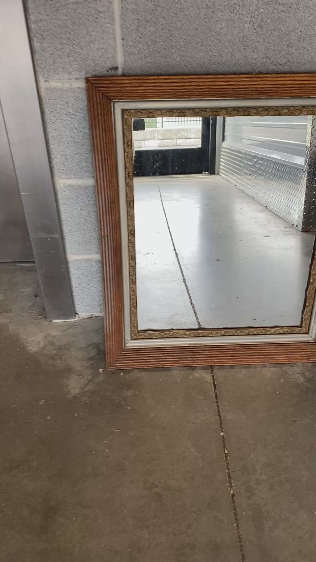 Victorian Oak & Gilt Gesso Wall Mirror with Rope Twist Detail c.1890