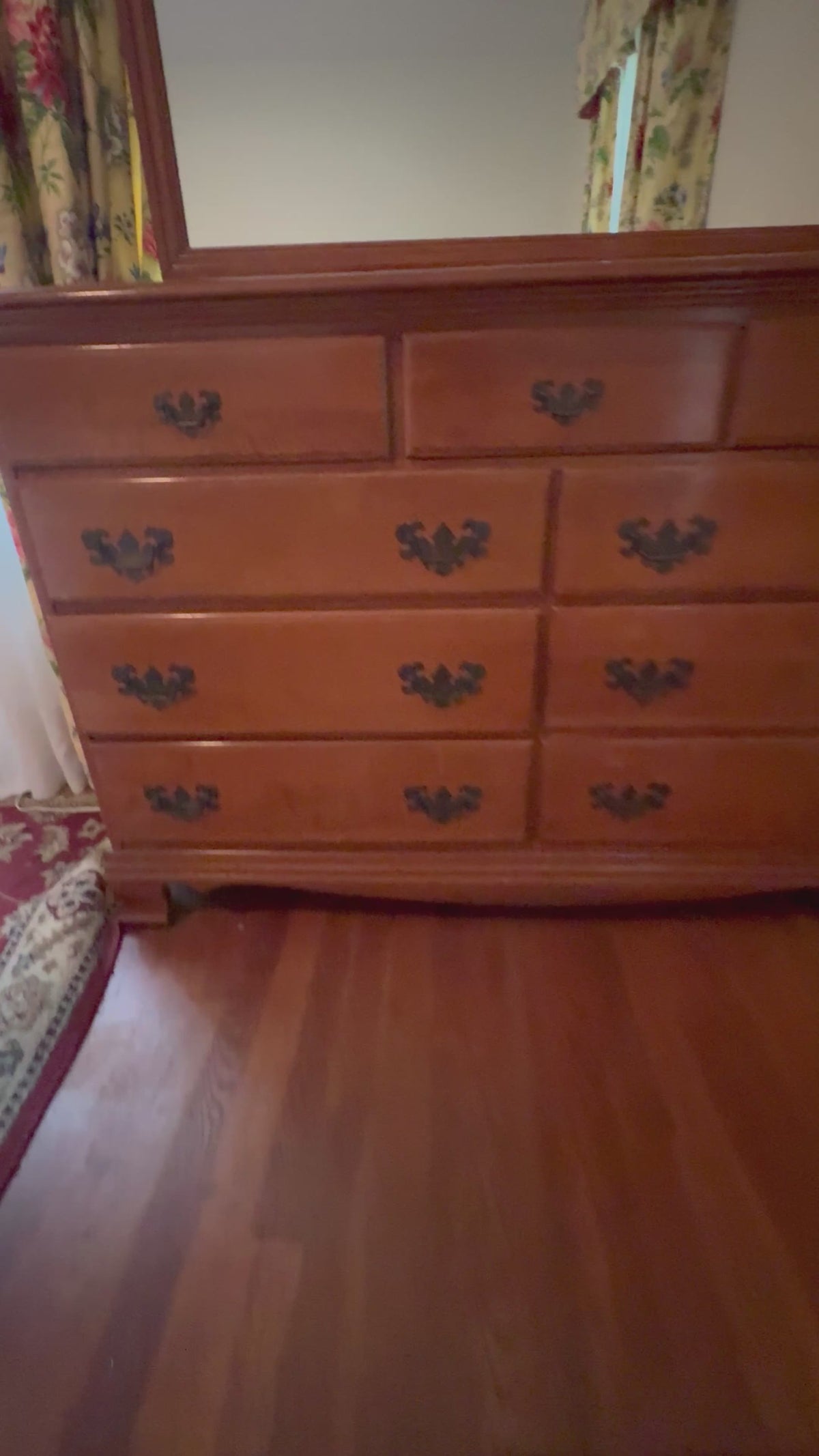 Mayflower Furniture Solid Cherry 10-Drawer Dresser with Pediment Mirror