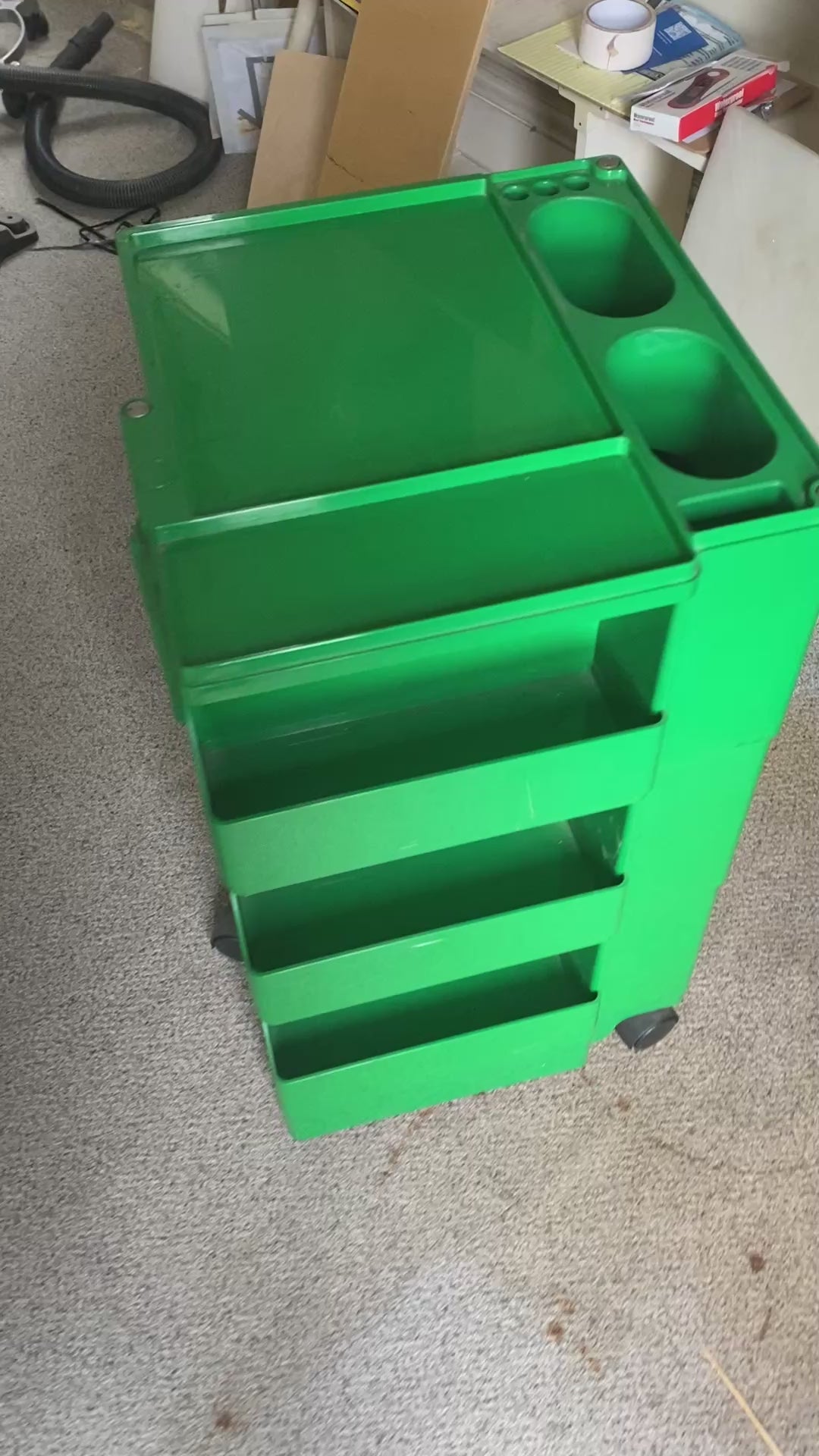 Joe Colombo Boby Trolley 3-Tier Kelly Green ABS Plastic Rolling Storage Cart
