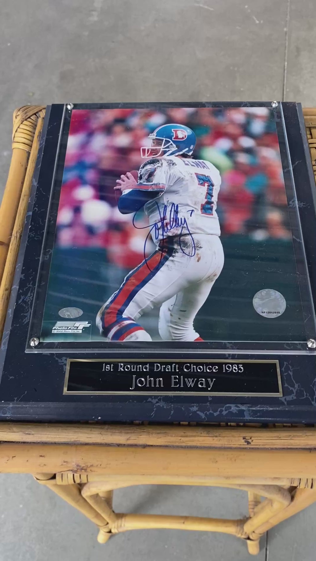 John Elway Signed 8x10 Photo Plaque - Mounted Memories COA - 1983 Draft