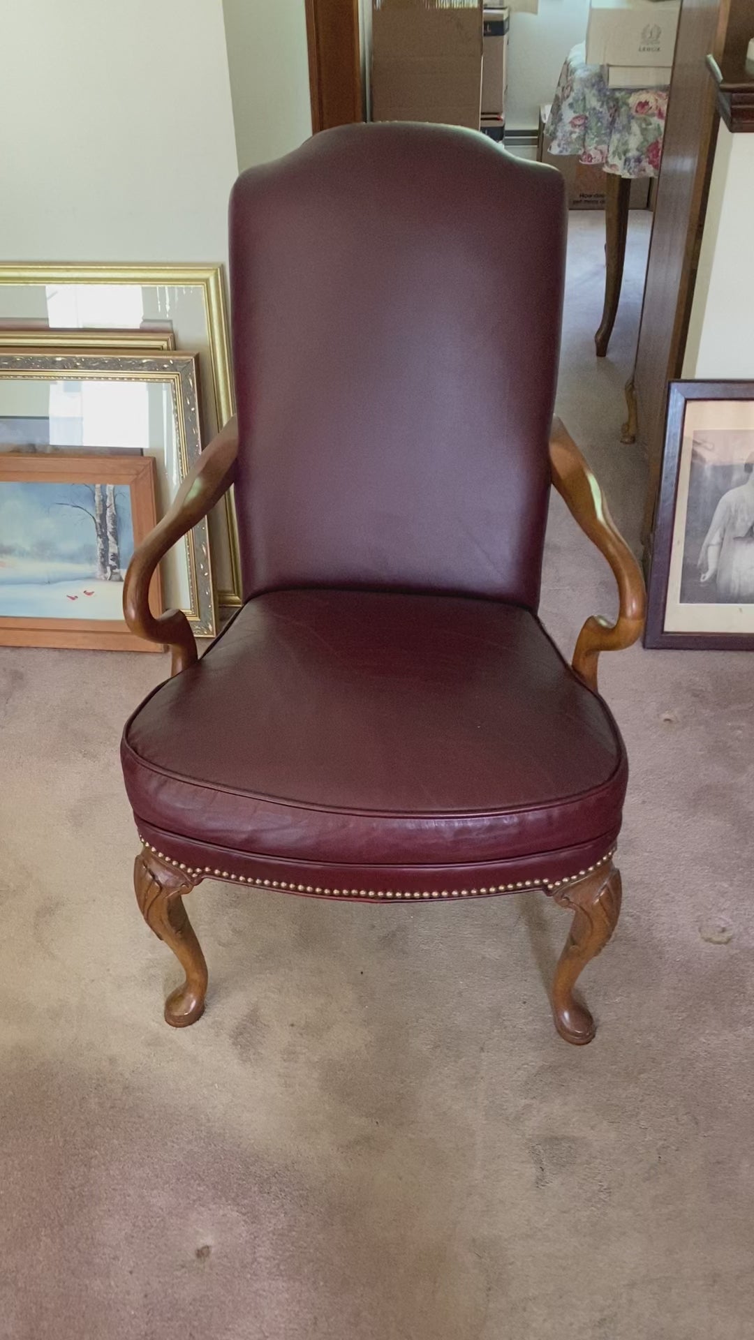 Bradenton-Young Leather Arm Chair – Cherry Legs
