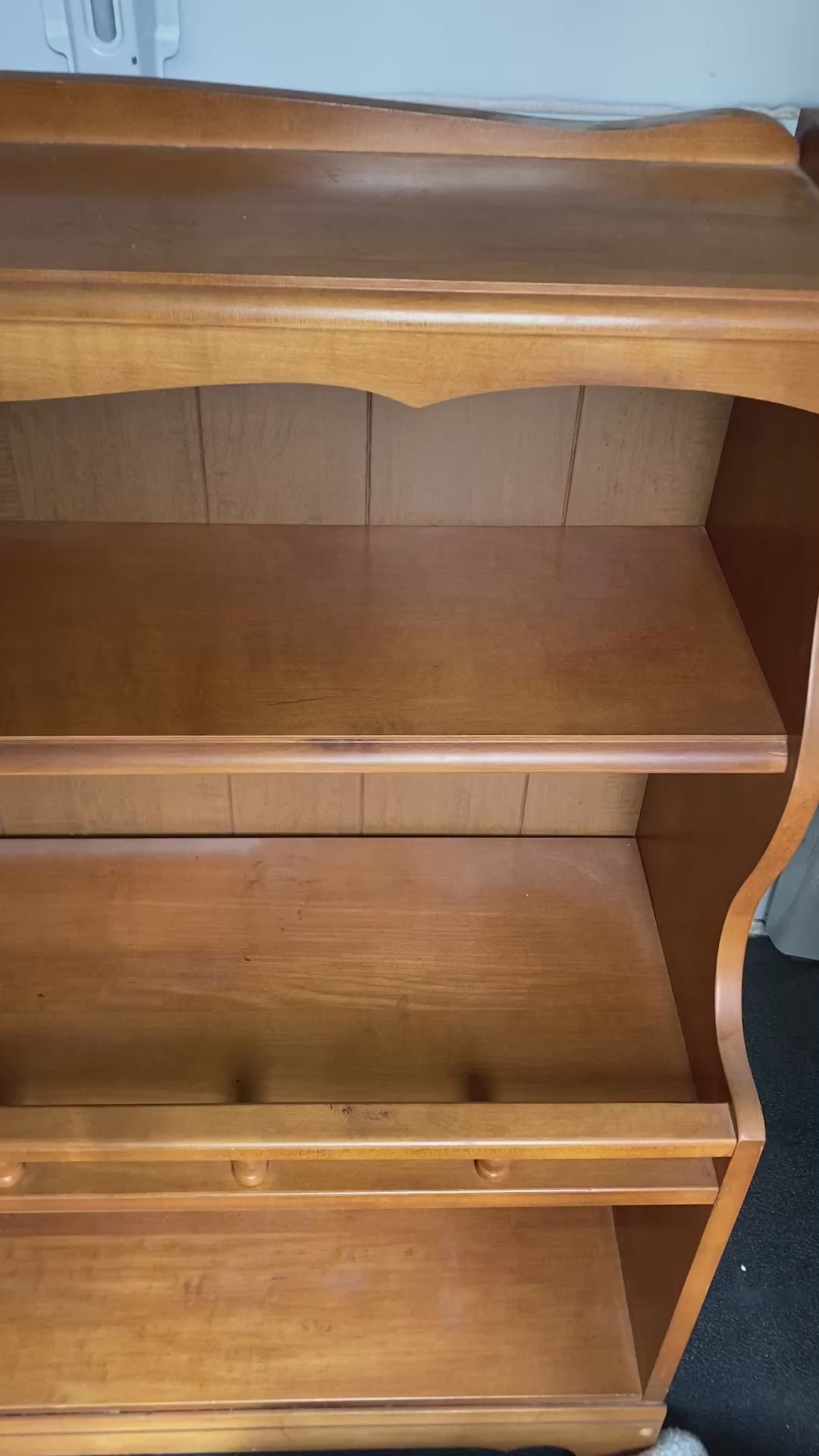 Mid-Century Maple Colonial Revival Bookcase with Spindle Gallery Rail