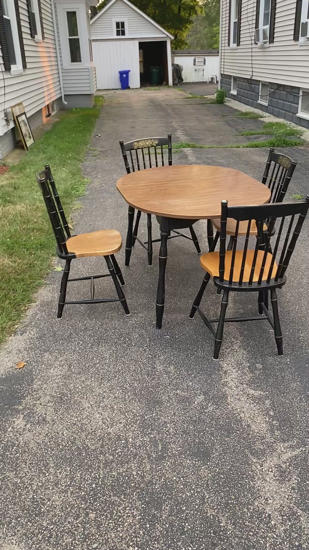 Athens Table Co. Hitchcock-Style Drop-Leaf Dining Set, 1972, Table + 4 Chairs