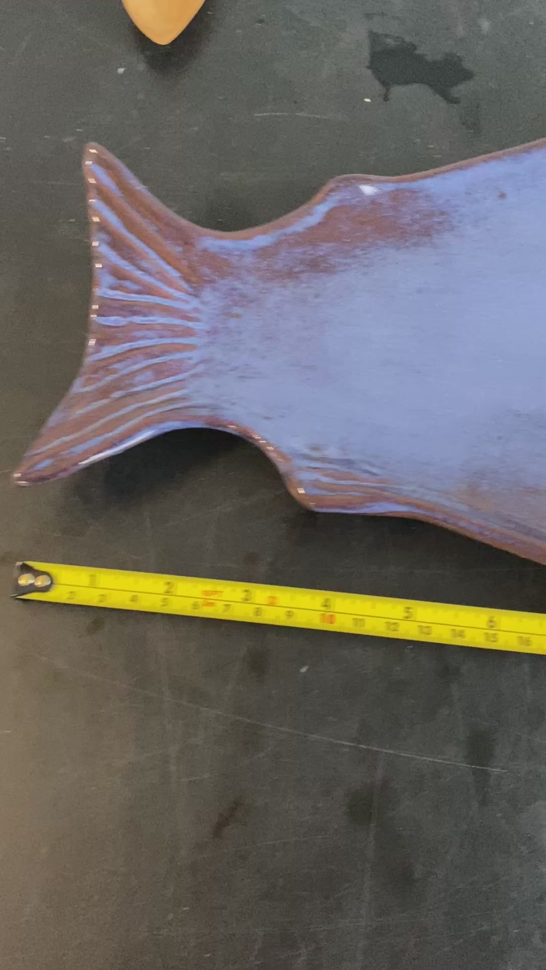 Flora Ovenware Terracotta Fish Platter with Blue-Gray Reactive Glaze