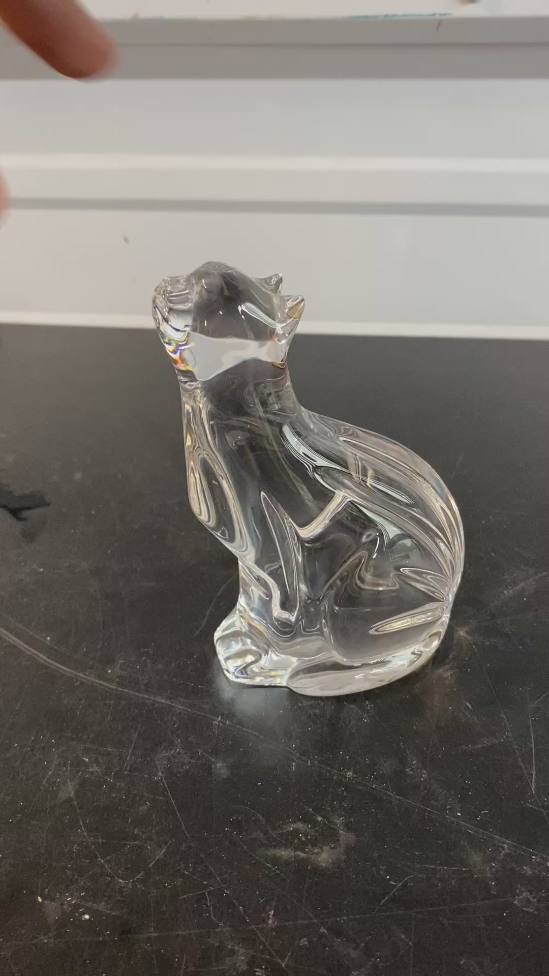 Waterford Crystal Seated Cat Figurine Clear Lead Crystal Paperweight