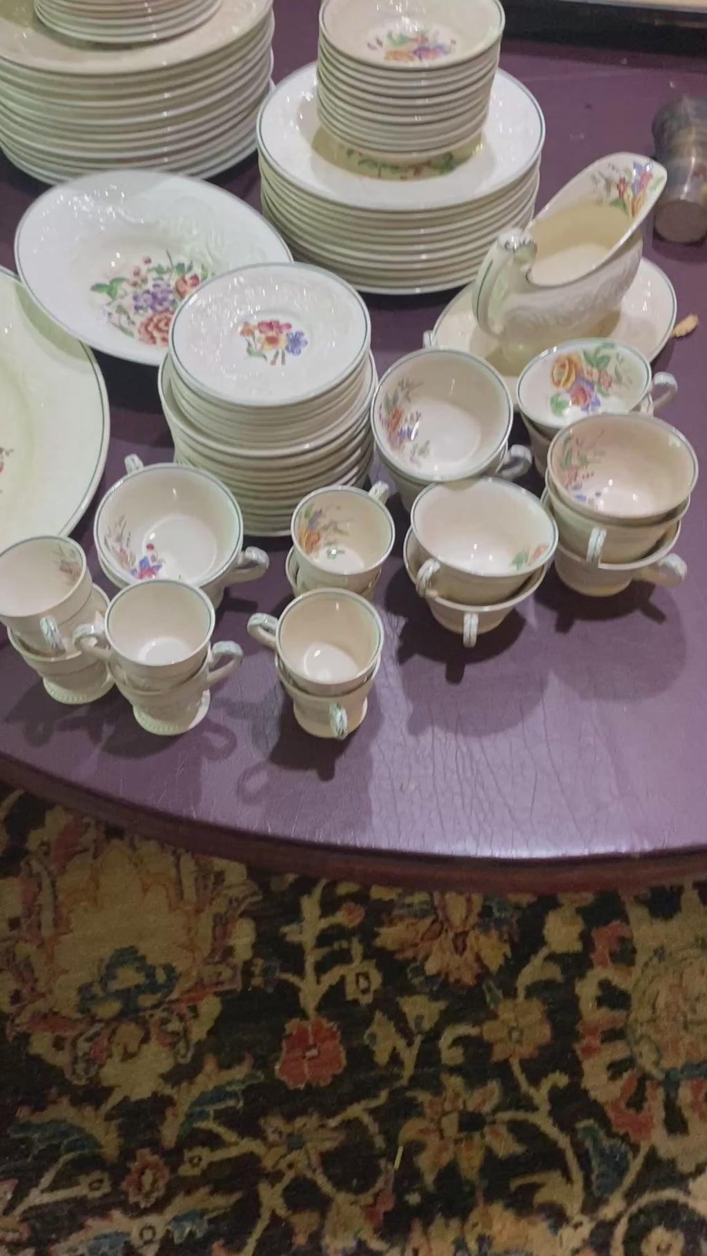 Wedgwood Patrician 'Bognor' Floral Dinnerware Set, England, 60+ Pieces