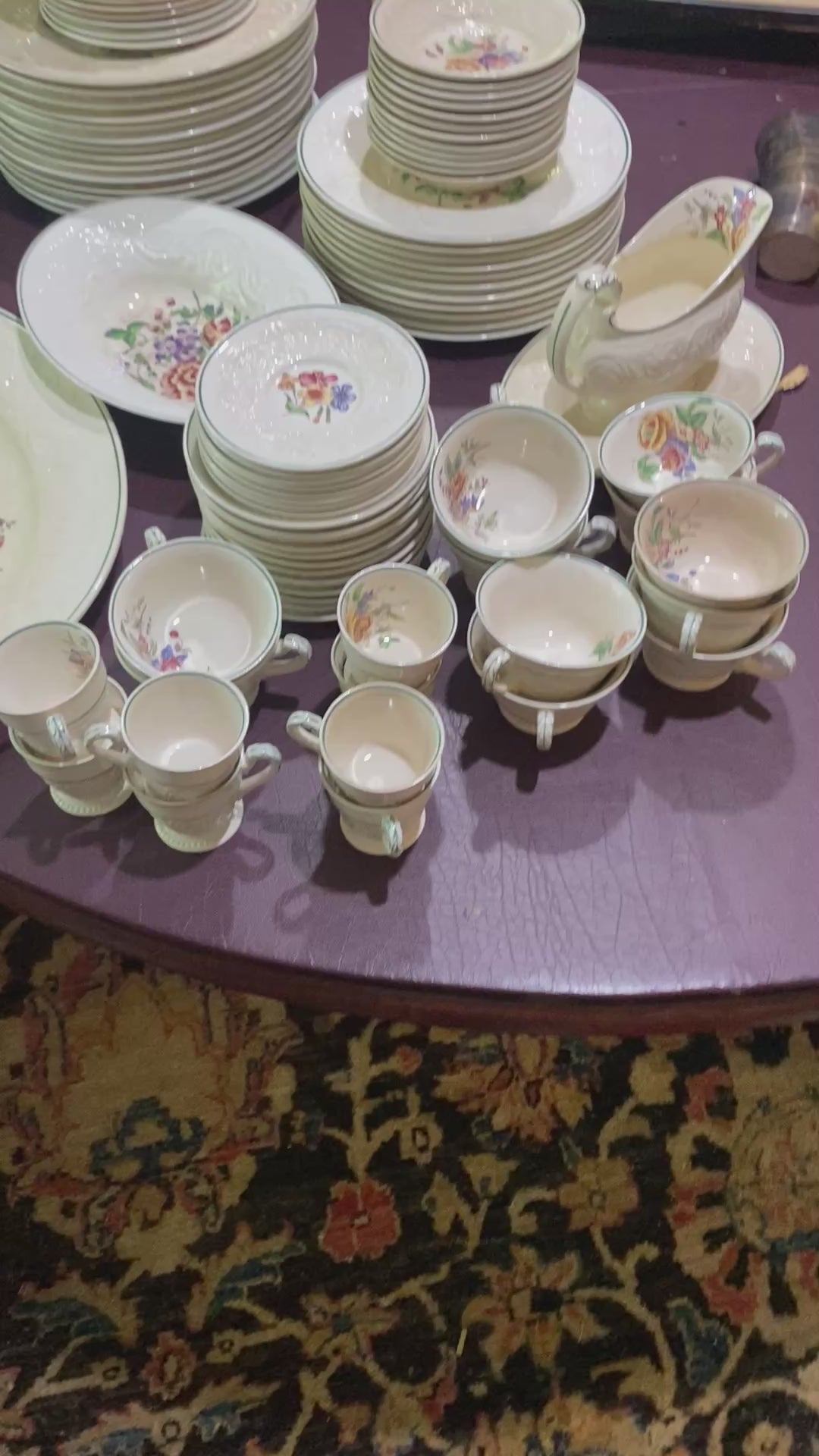 Wedgwood Patrician 'Bognor' Floral Dinnerware Set, England, 60+ Pieces