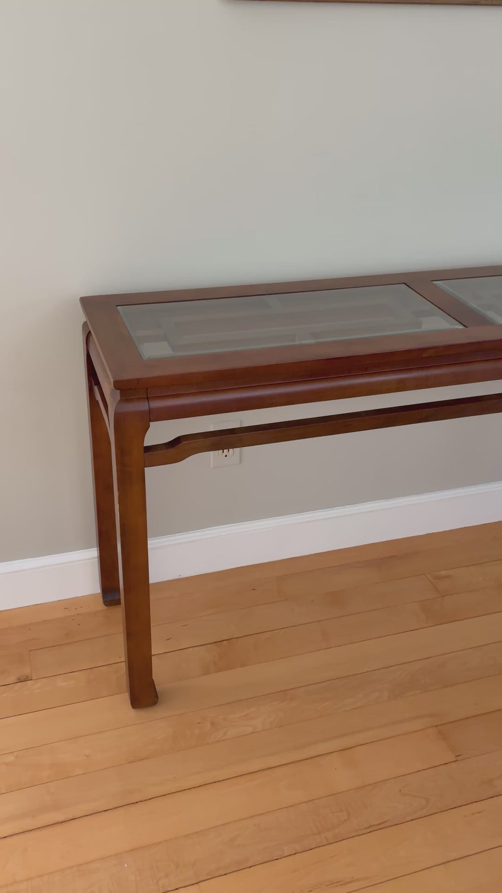 Ming-Style Console Table with Fretwork Glass Inserts - Solid Cherry