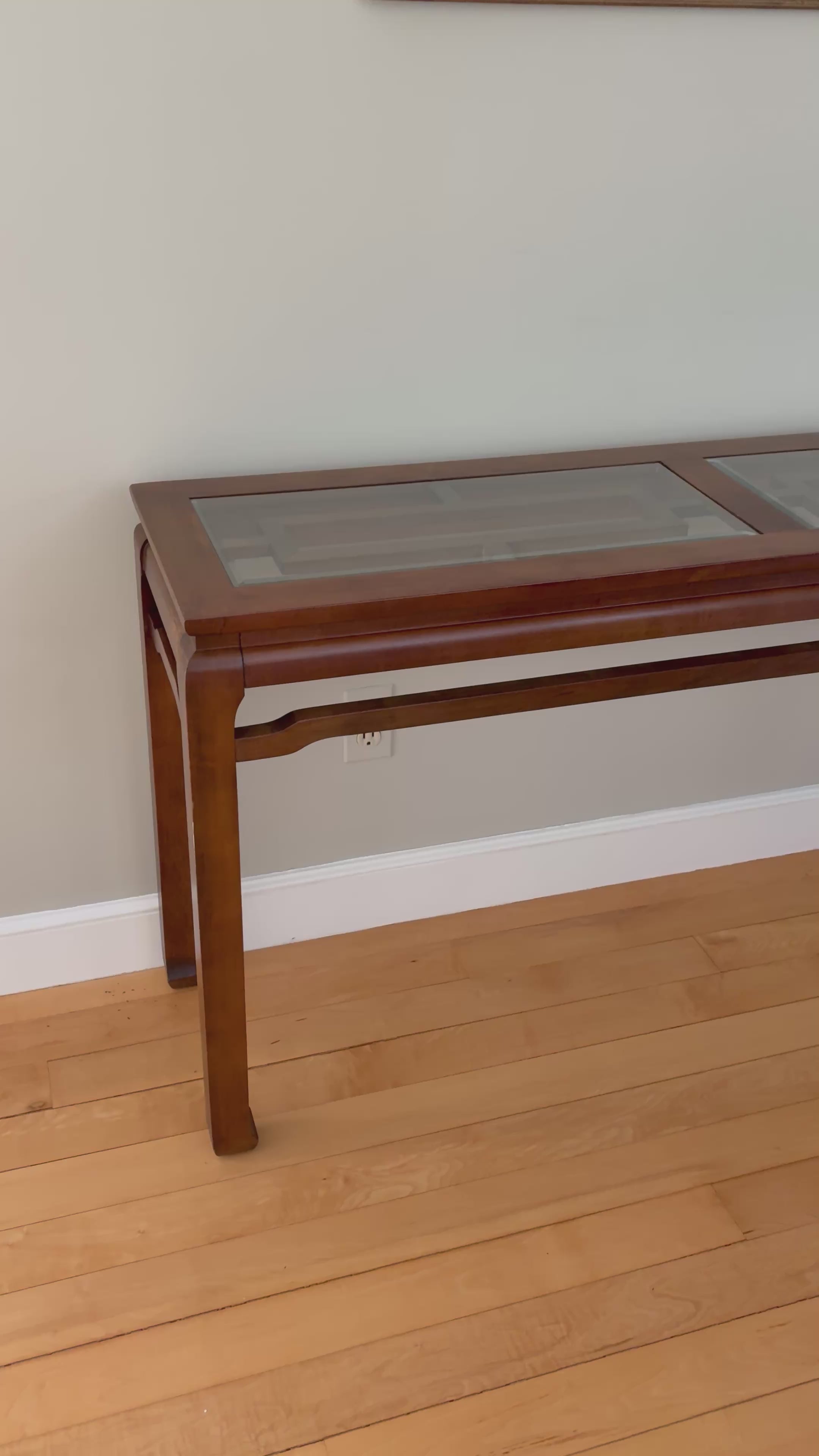 Ming-Style Console Table with Fretwork Glass Inserts - Solid Cherry